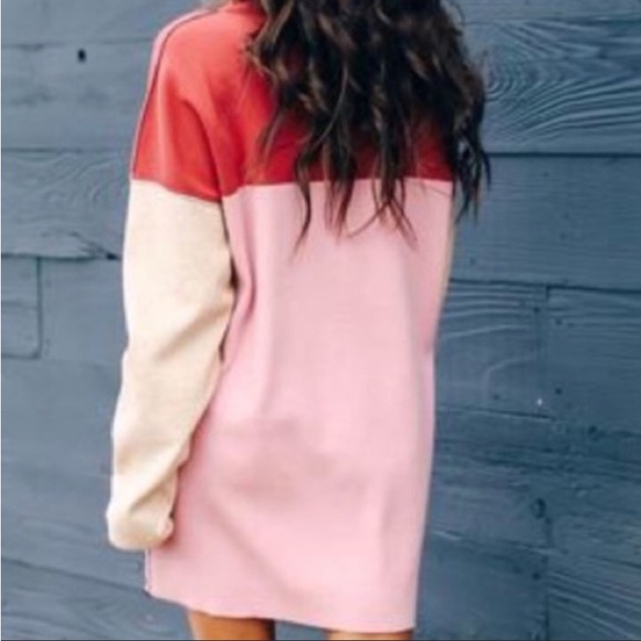 VICI color block cowl neck sweater dresss - Picture 3 of 10